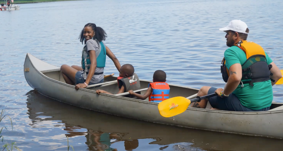 A family of four paddles on the Photo via CU Maurice River.