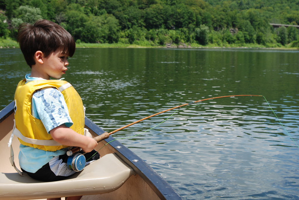 Aki O'Keefe fishing on the Upper Delaware Wild and Scenic River. 